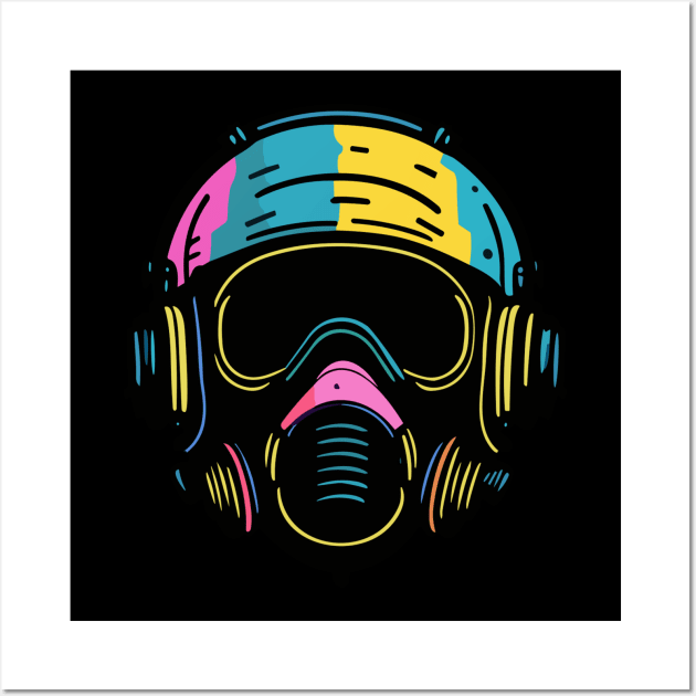 colorful gas mask design Wall Art by DesignVerseAlchemy